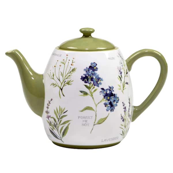 Certified International Fresh Herbs Teapot 3.75-Cup Earthenware Teapot