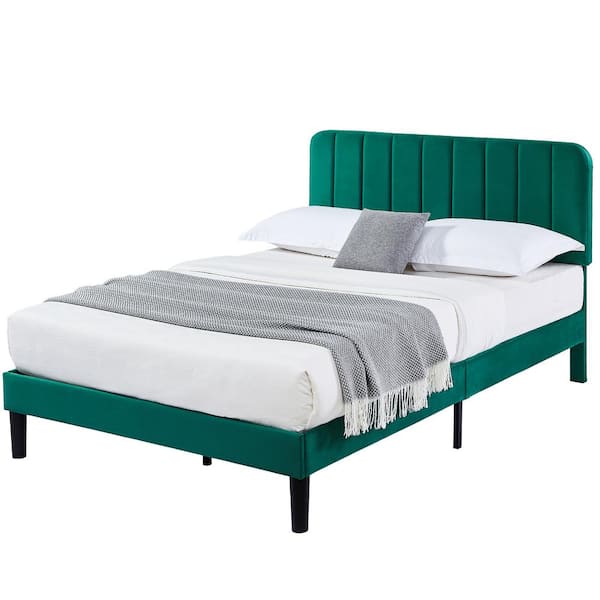 VECELO Upholstered Bed Frame, Full Platform Bed Frame with Adjustable