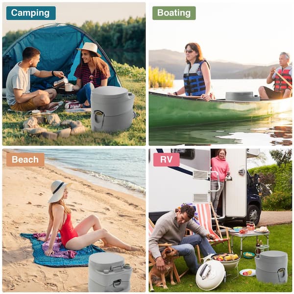 5.3 Gal. Porta Potty Portable Toilet Outdoor Camping Flush Toilet No Leakage