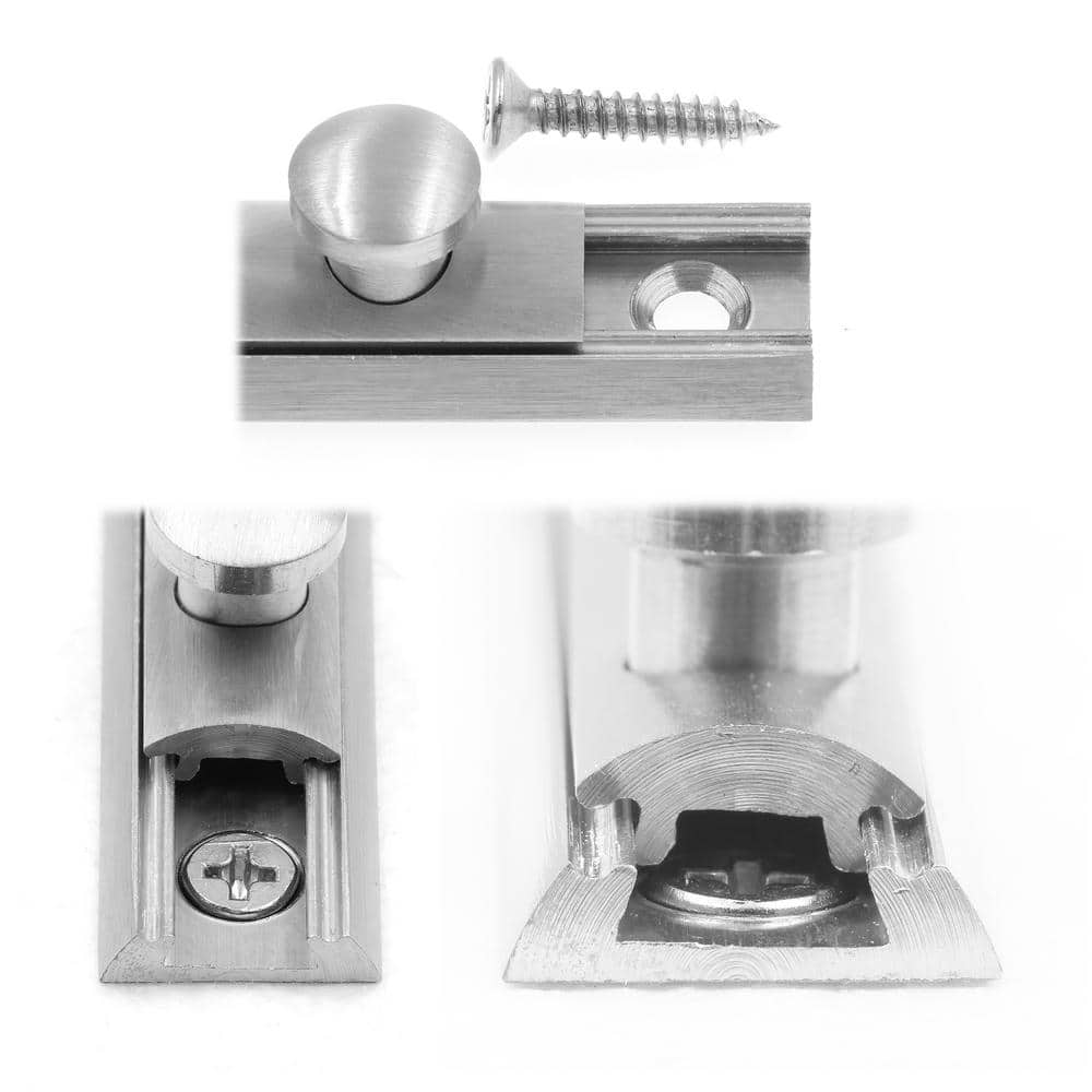 Satin Nickel 4-Inch Slide Bolt and Keeper