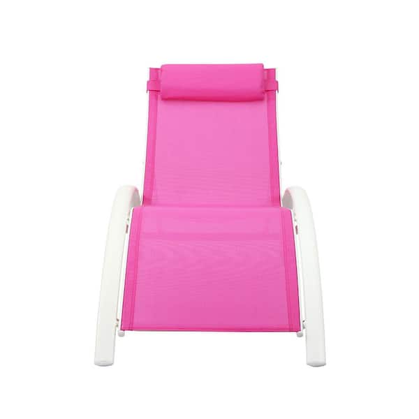 2 Piece Metal Outdoor Patio Reclining 5, Pink Outdoor Patio Furniture