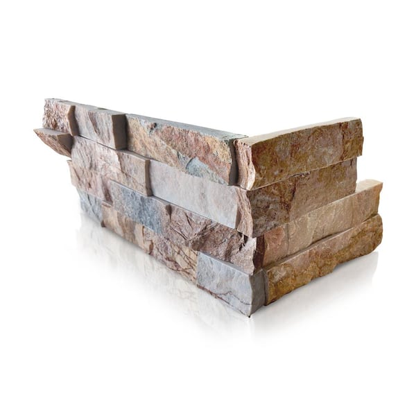Golden White 6 x 16 x 8 in. Natural Stacked Stone Veneer Corner Siding Exterior/Interior Wall Tile (2-Box/9.16 sq. ft.)