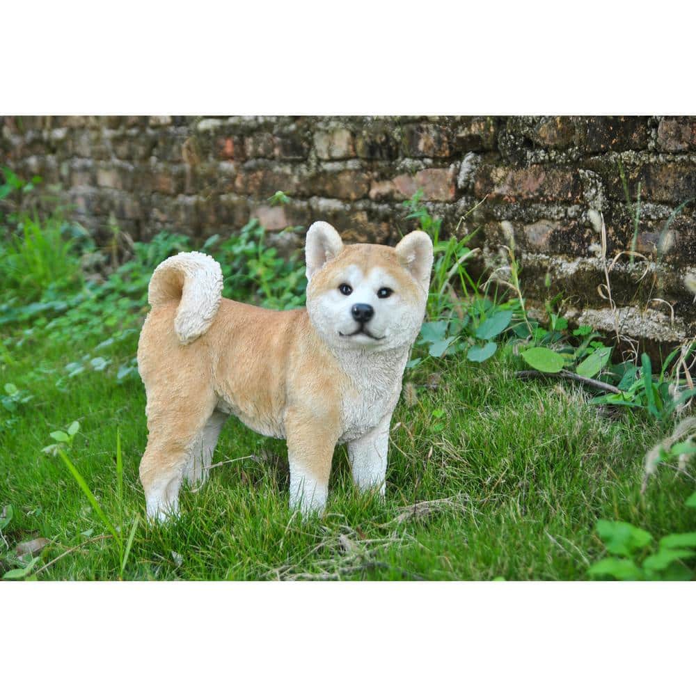 Realistic Polyresin Akita Dog Standing Garden Statue
