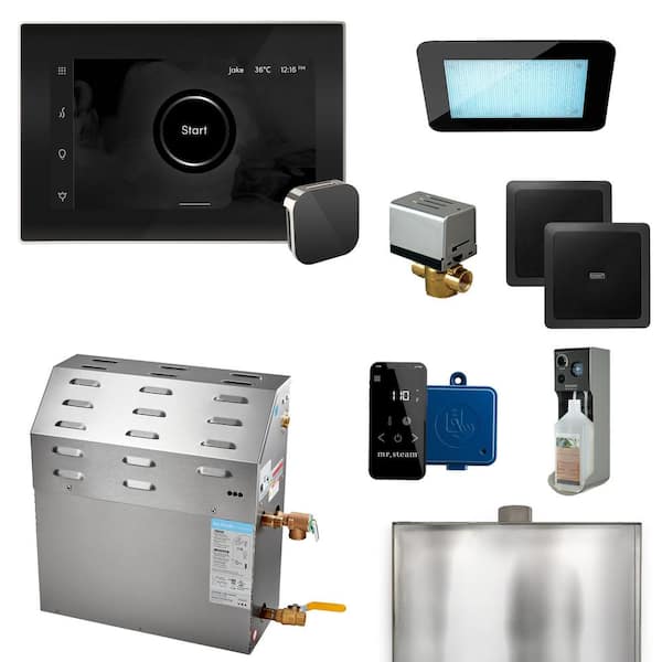 Mr. Steam Super (XDream) 12000-Watt Steam Generator with iSteamX Control and Aroma Glass Steamhead in Black Polished Nickel