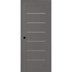 Alba DIY-Friendly 36 in. x 96 in. Right-Hand 6-Lite Frosted Glass Gray Matte Composite Single Prehung Interior Door