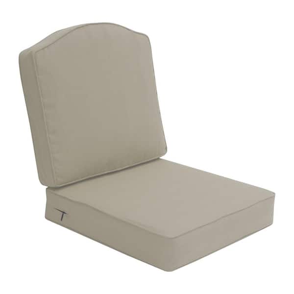 Hampton Bay Laurel Oaks 23.75 in. x 24 in. Two Piece Outdoor Lounge Chair  Cushion in Putty
