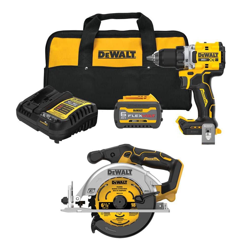 20V MAX XR Lithium-Ion Brushless Cordless 1/2 in. Drill/Driver and 6-1/2 in. Circ Saw w/ 6 Ah FLEXVOLT Battery & Charger price history on PriceWatchPro