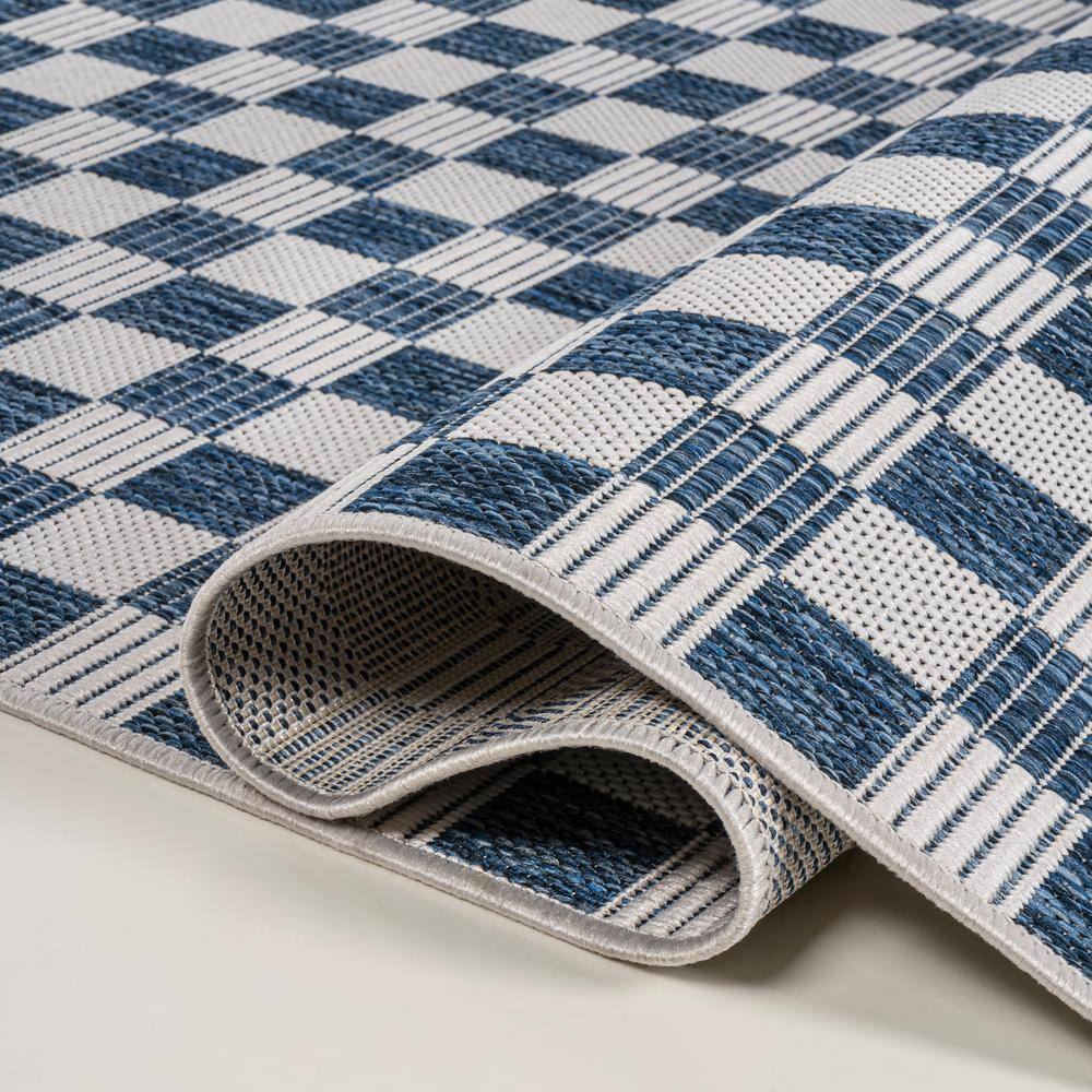 Aimee Navy and Cream Synthetic Checkerboard 3 x 5 Area Rug