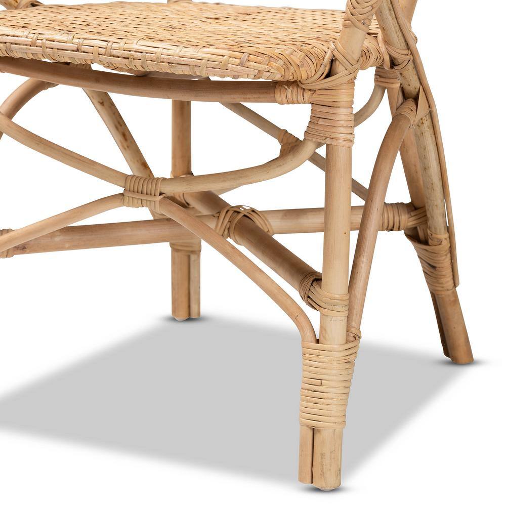 Low Brown Rattan and Cane Arm Chair