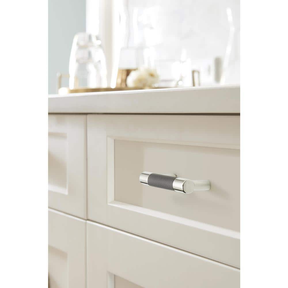Polished Nickel and Black Bronze Cabinet Pull with Mounting Hardware