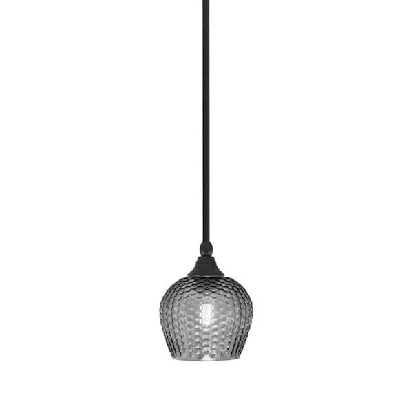 Unbranded Sparta 100-Watt 1-Light Espresso Shaded Pendant Light Mini Pendant with Smoke Textured Glass, No Bulb Included