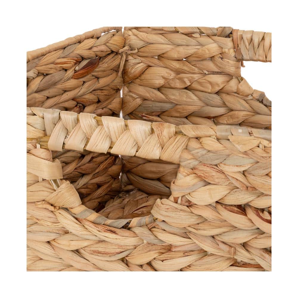 Natural Woven Hyacinth and Steel Square Storage Basket Set