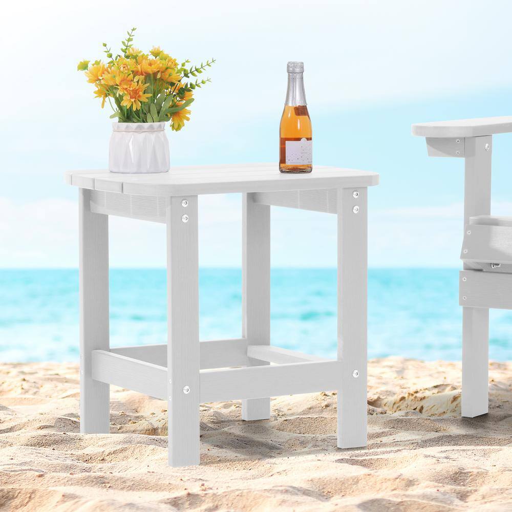 JOYESERY White Plastic Outdoor Coffee Table for Adirondack Chair JBZZ