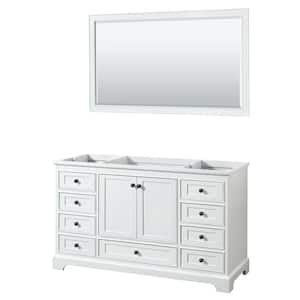 Deborah 59.25 in. W x 21.5 in. D x 34.25 in. H Single Bath Vanity Cabinet without Top in White with 58 in. Mirror