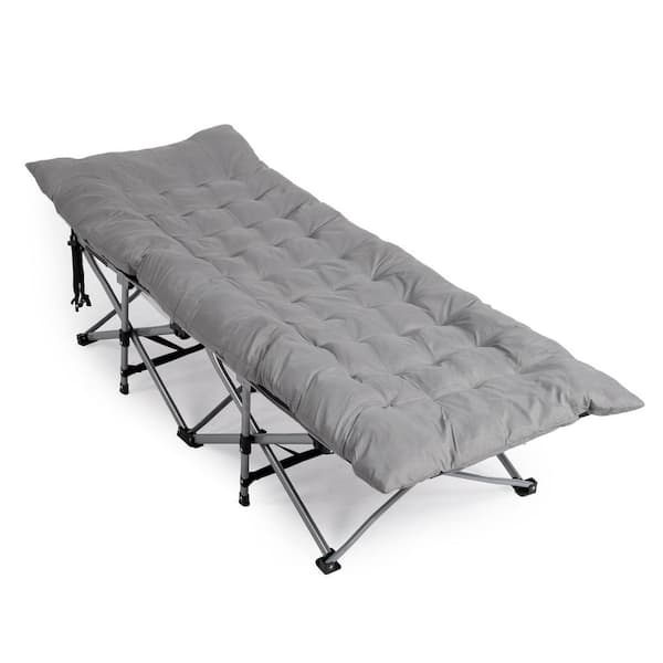Patio Gray Folding Camping Cot with Mattress