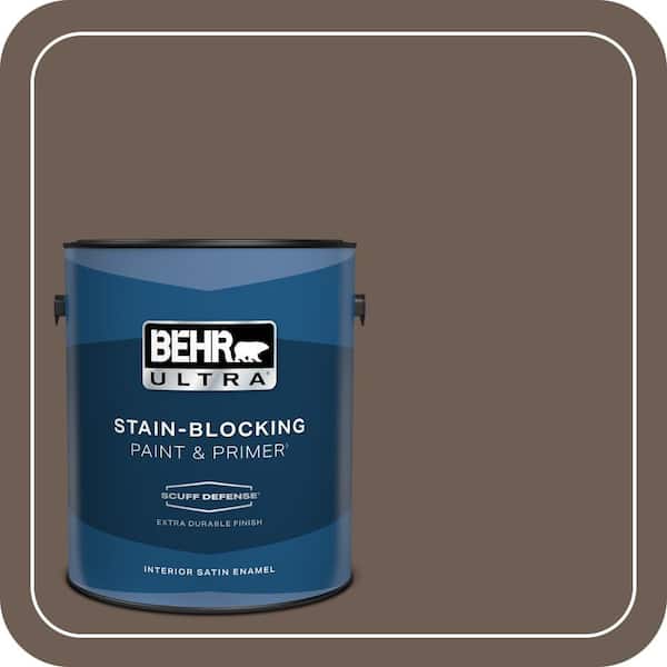 BEHR ULTRA 1 gal. #N210-6 Swiss Brown Extra Durable Satin Enamel Interior Paint & Primer