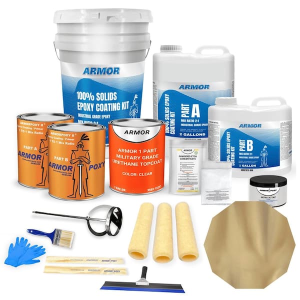 ARMORPOXY 3 gal. Sandbar Gloss 2-Part Epoxy 600 sq. ft. Metallic Interior Concrete Basement and Garage Epoxy Floor Paint Kit