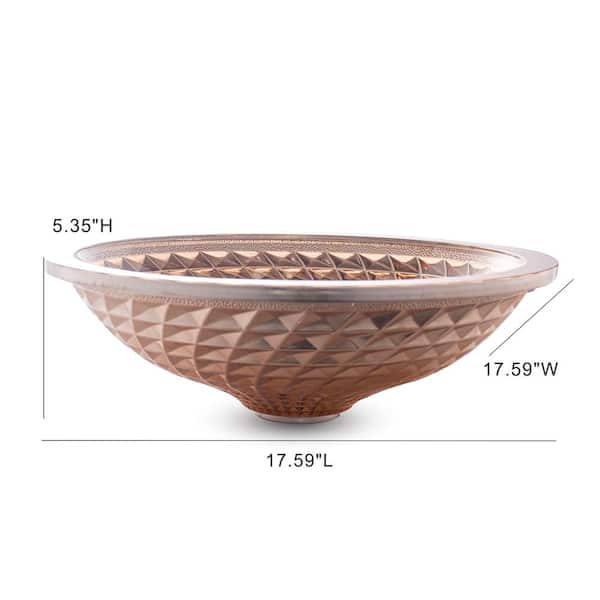 17.59 in. L Coffee Golden Frosted Solid Surface Crystal Oval Bowl Bathroom  Vessel Sink with Salver