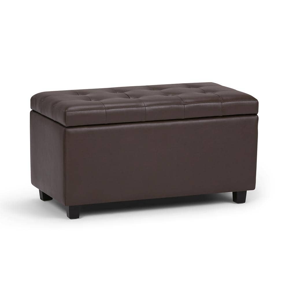 Cosmopolitan Chocolate Brown Tufted Faux Leather Storage Ottoman