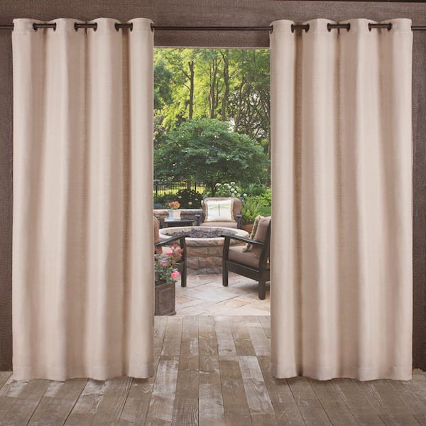 EXCLUSIVE HOME Delano Taupe Solid Light Filtering Grommet Top Indoor/Outdoor Curtain, 54 in. W x 120 in. L (Set of 2)