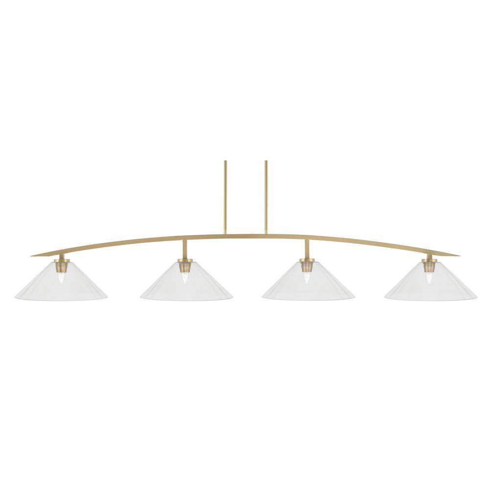 Siena 4-Light New Age Brass Billiard Light with 16 in. Clear Bubble Glass S