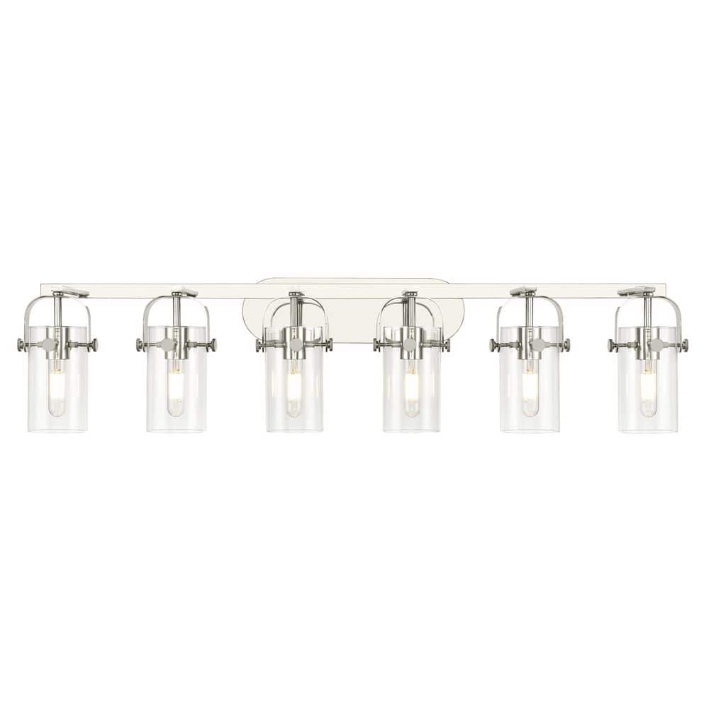 Pilaster II Cylinder 43.88 in. 6-Light Polished Nickel Vanity Light with Glass Shade price history on PriceWatchPro