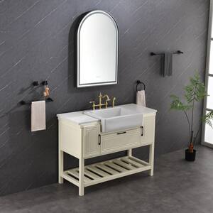 26 in. W x 39 in. H Arched Black Framed Wall Mount Bathroom Vanity Mirror, LED Light, Anti-Fog, Dimmable, Touch Sensor