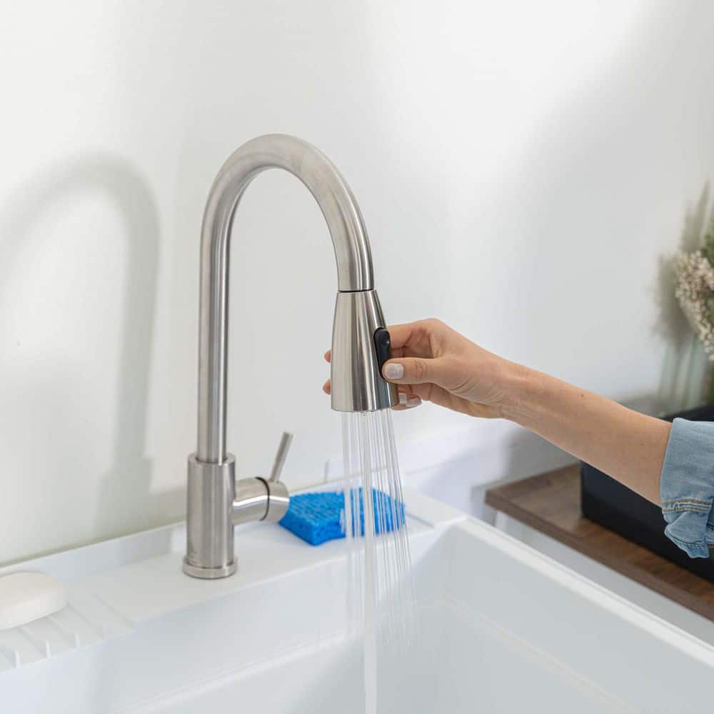 24-Inch White Polypropylene Freestanding Utility Sink with Stainless Steel Faucet