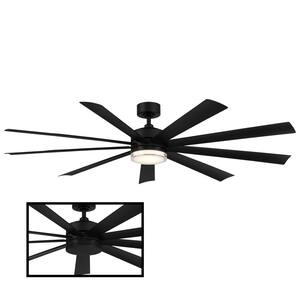 Wynd XL 72 in. 3000K Integrated LED Indoor/Outdoor Matte Black Smart Ceiling Fan with Light Kit and Remote