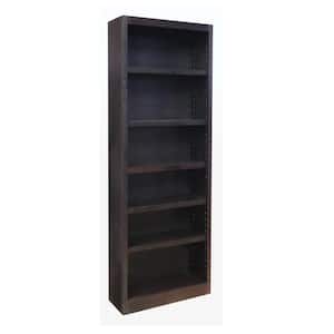 84 in. Espresso Wood 6-shelf Standard Bookcase with Adjustable Shelves
