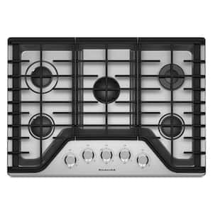 30 in. Gas Cooktop in Stainless Steel with 5 Burners Including a Multi-Flame Dual Tier Burner and a Simmer Burner