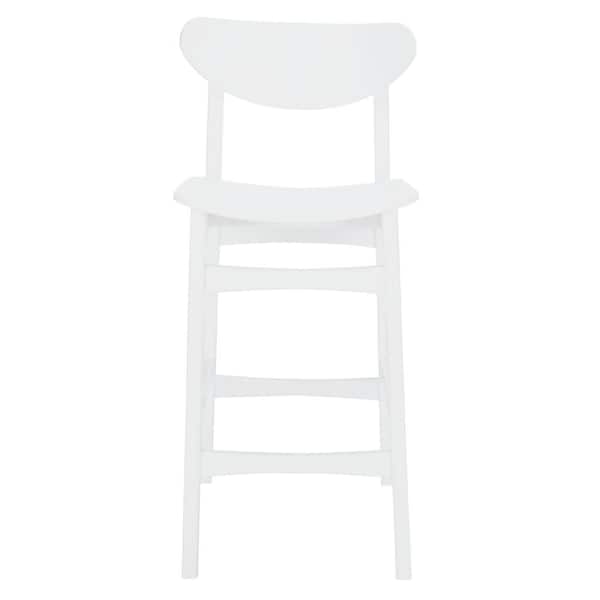 SAFAVIEH Thaxton 25.59 in. White Mid-Back Wood Frame Counter Stool with Foot Rest