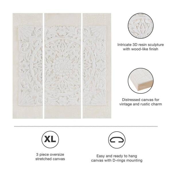 Triptych 3-Piece Dimensional Framed Resin Canvas Wall Art Print