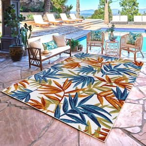 Fosel Bumba Red 6 ft. x 9 ft. Floral Indoor/Outdoor Area Rug