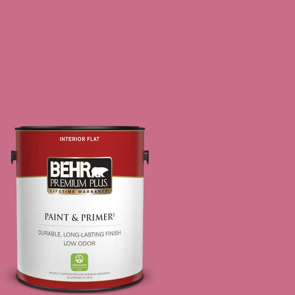 BEHR PREMIUM PLUS 1 gal. #110B-5 Silk Ribbon Flat Low Odor Interior Paint & Primer