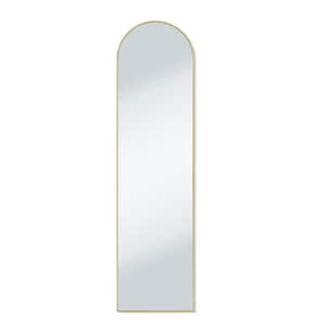 16 in. W x 59 in. H Rectangular Arched Gold Aluminum Alloy Framed Full Length Mirror Bath Mirror Wall Mirror