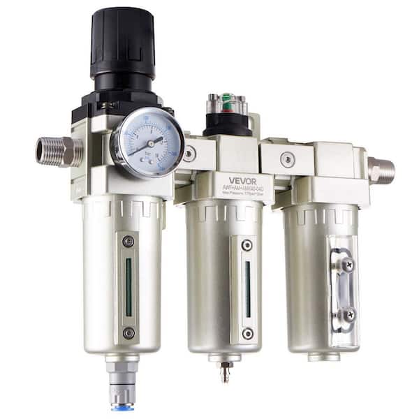 1/2 in. NPT Air Compressor Filter Regulator Dryer, 2-Stage 5μm & 0.3μm Filtration with 0.1μm Desiccant Dryer, 175 PSI