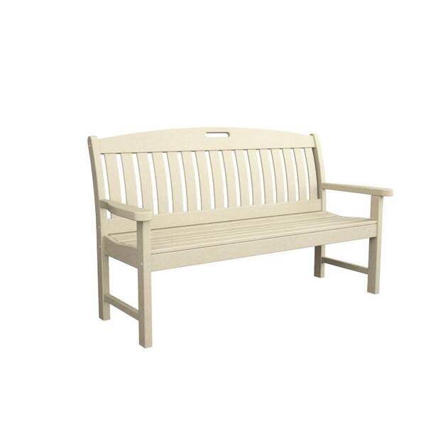 POLYWOOD Nautical 60 in. Sand Plastic Outdoor Patio Bench