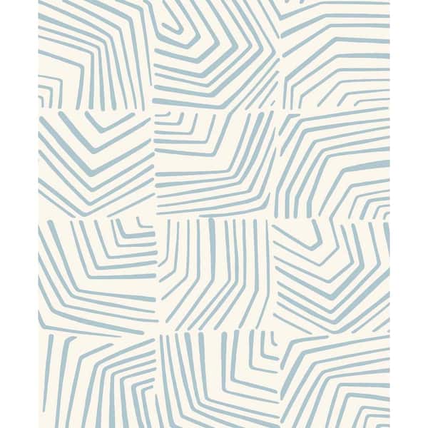 Seabrook Designs Sky Blue Linework Maze Nonwoven Paper Non-Pasted Wallpaper Roll (Covers 57.5 sq. ft.)