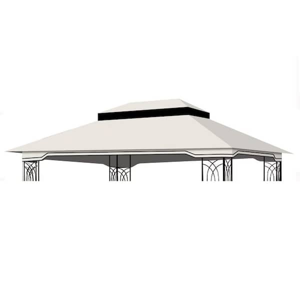 Beige 10 x 12 Ft Outdoor Patio Double Tiered Gazebo Replacement Canopy (Frame Not Include)