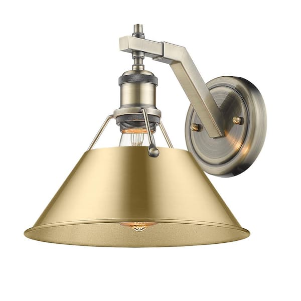 Golden Lighting Orwell 10 in. 1-Light Aged Brass and Brushed Champagne Bronze Wall Sconce