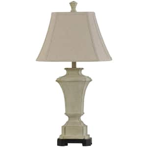 32 in. Sauga Cream Table Lamp with Taupe Fabric Shade