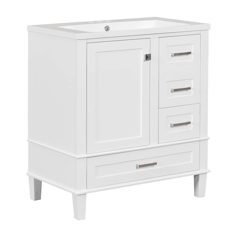 30 in. W x 18 in. D x 34 in. H Freestanding Bath Vanity in White with White