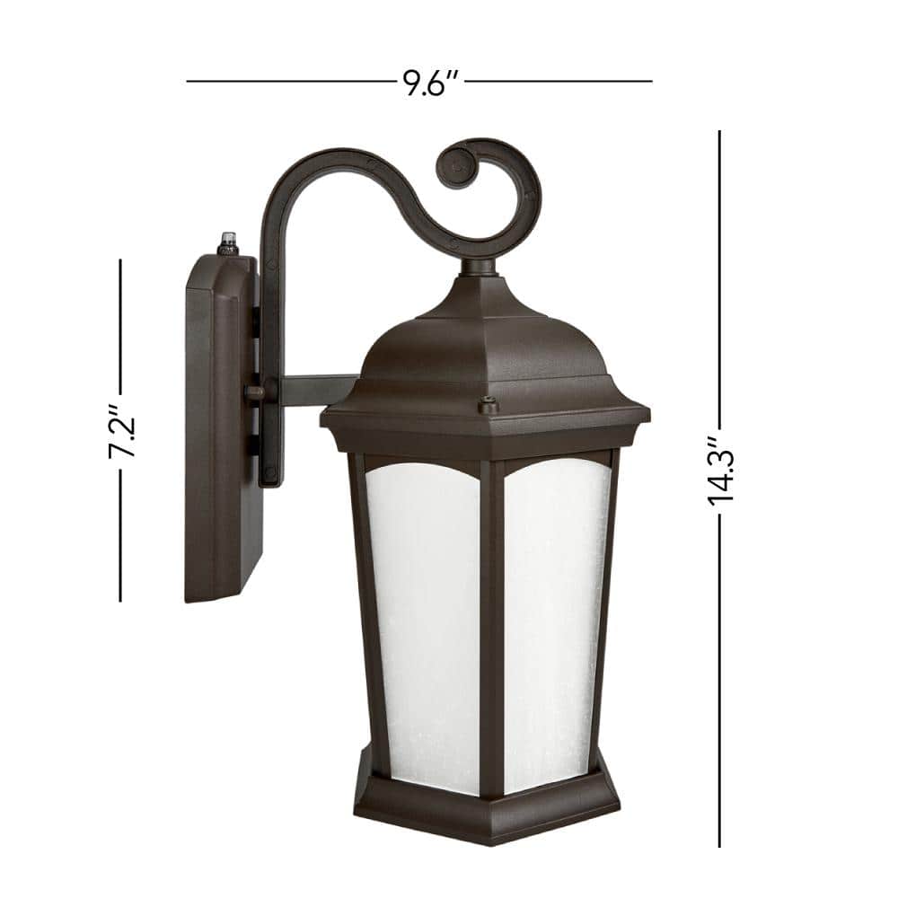 Bronze Matte Outdoor LED Lantern Sconce with Frosted Glass