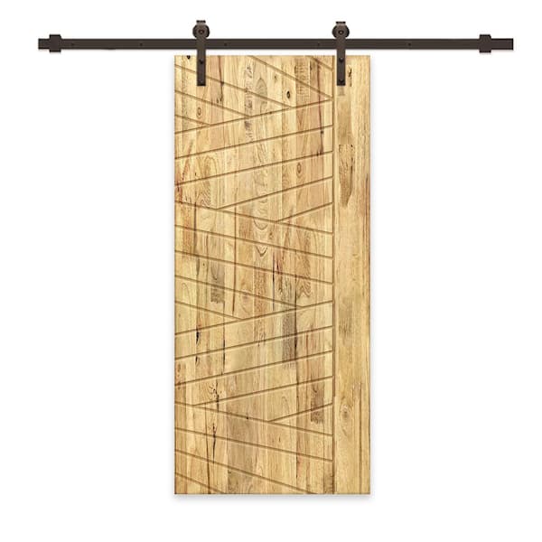 CALHOME 42 in. x 80 in. Weather Oak Stained Pine Wood Modern Interior ...