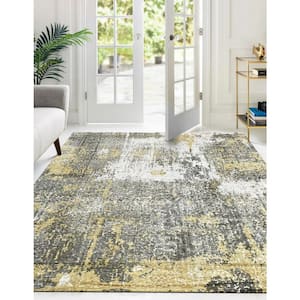 Ivory/Gold 7 ft. x 9 ft. Hand-Knotted Wool Transitional Modern Area Rug