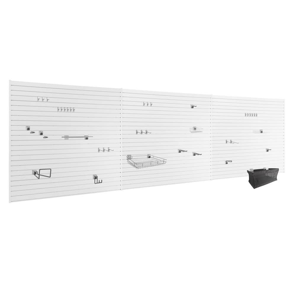 71.75 in. H x 0.66 in. W PVC Slatwall Panels Set in White (120 sq. ft.) with 40-Piece Hook Kit price history on PriceWatchPro