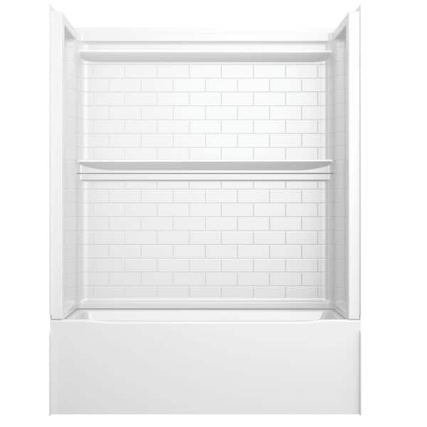 Classic 500 Tile Left Drain 32 in. L x 60 in. W x 59.88 in. H Alcove Bathtub Kit with Tub Wall