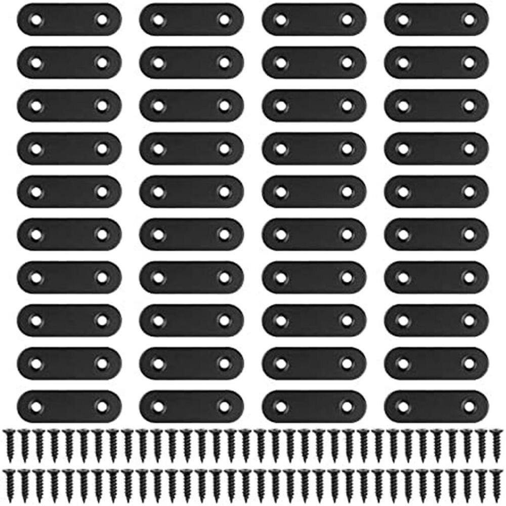 50x16mm Stainless Steel Black Straight Brackets Flat Brackets Mending Repair Plate with Screws for Wood 40 Pieces price history on PriceWatchPro