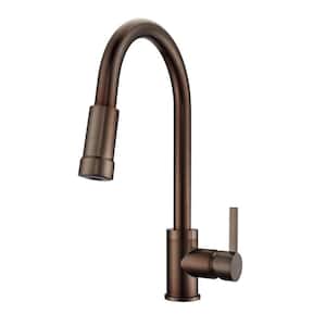 Firth Single Handle Deck Mount Gooseneck Pull Down Spray Kitchen Faucet with Lever Handle 1 in Oil Rubbed Bronze